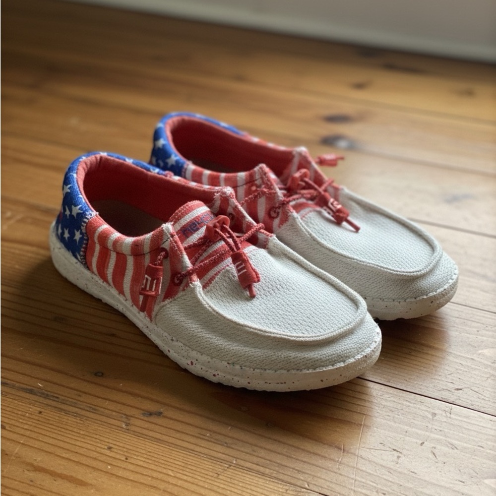 Hey Dude Patriotic Red and Blue Women's Loafers
